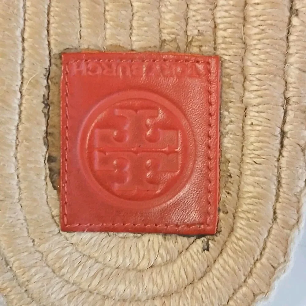Tory Burch Selby Espadrille Slides Orange Double Buckle Sandals Women’s 6